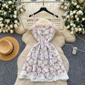 French romantic 3d rose lace cami dress - women's summer sexy slimming a-line dress