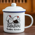 Ceramic retro nostalgic mug with lid, large capacity water cup, vintage tea mug for men, classic old-style tea cup
