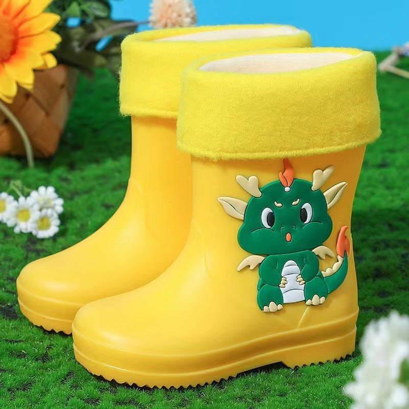 New cartoon waterproof rain boots for kids - boys, girls, toddlers, and preschoolers - rubber rain boots, short boots for outdoor use, kindergarten footwear