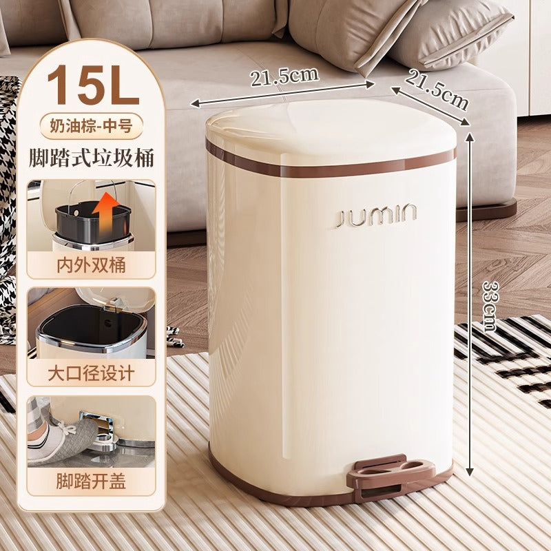 Luxury trash can - large, step-on, lidged - perfect for home, living room, kitchen, bedroom, and bathroom. plastic storage bin