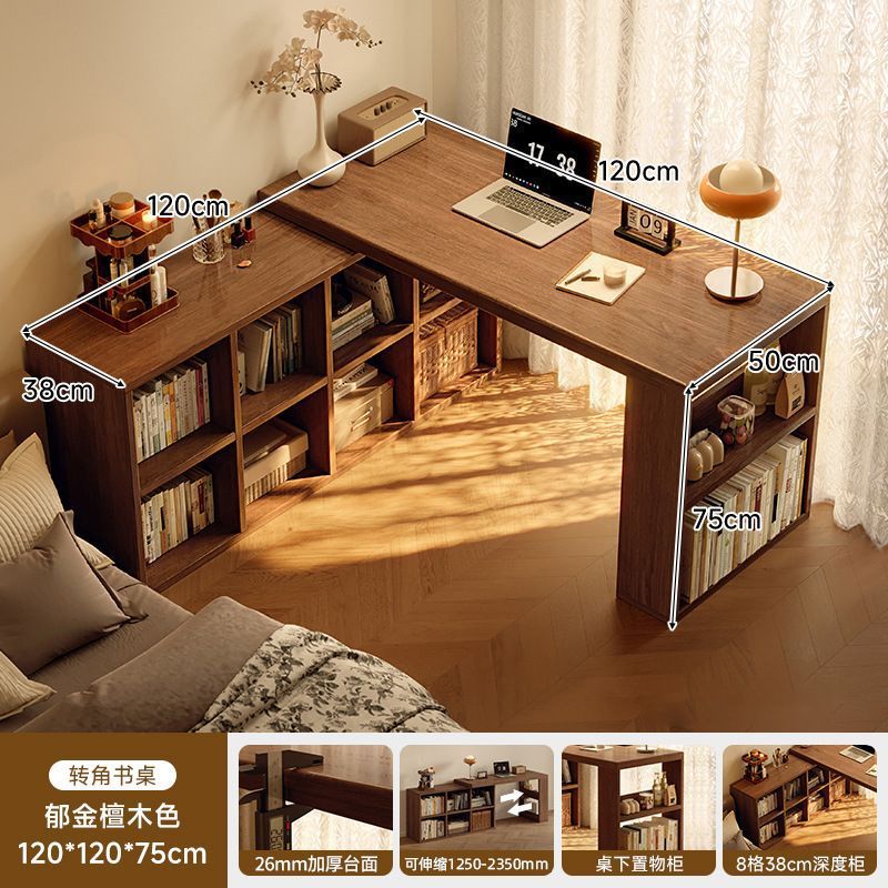 Corner desk bookshelf bookcase all-in-one table bedroom home extendable vanity corner computer desk office desk