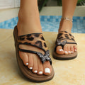 plus size leopard print toe flats slippers for women outwearsummernew arrivalcasualfashion beach vacation sandals