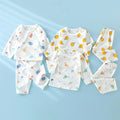 Baby underwear set summer thin pure cotton unisex baby mesh air conditioning suit pajamas infant round neck set