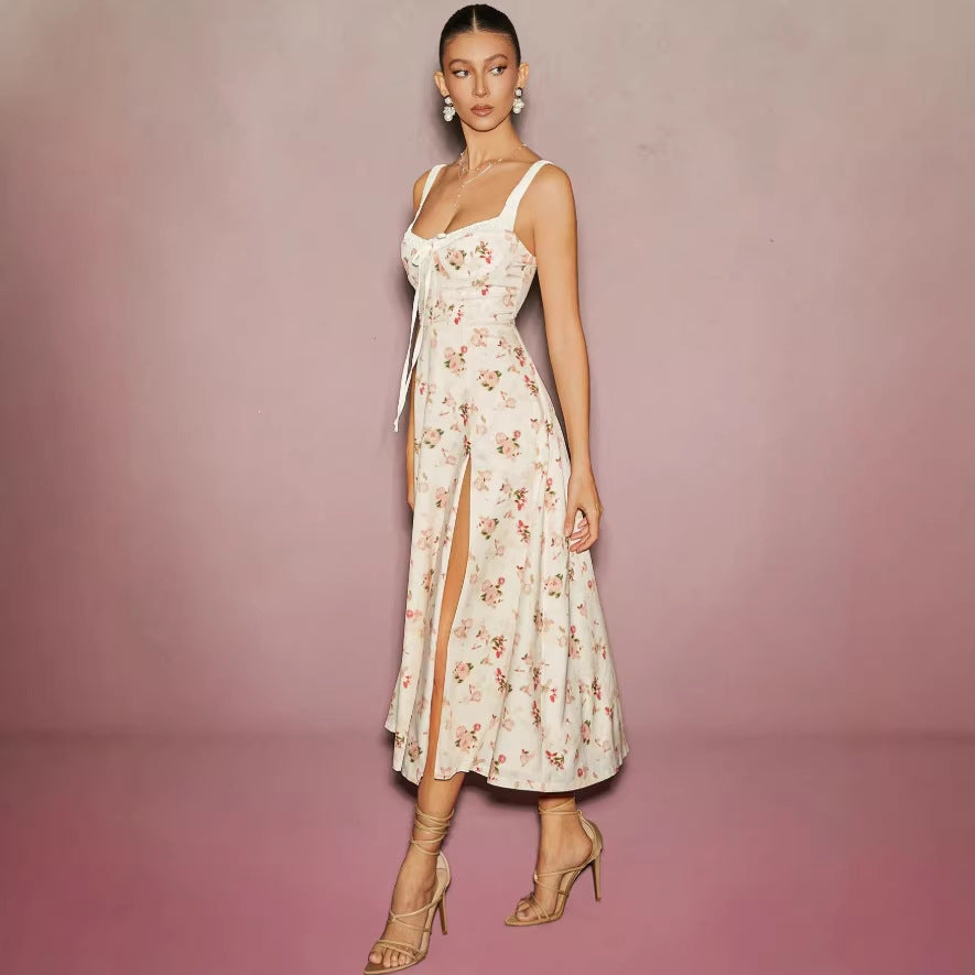 fashion printing elastic fashion goddess one step long dress silmslimming looksexydress