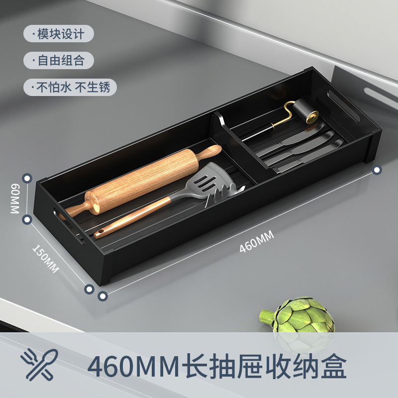 Cream wind kitchen drawer storage box partition built-in cabinets for tableware, dishes, chopsticks, dishes, storage shelves