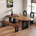 French medieval style solid wood island dining table and chairs for home small apartment wall-mounted semi-circular dining table negotiation reception long table