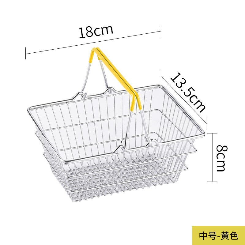 Cross-border  wrought iron simulation shopping basket household cosmetics sundries storage decorative shelf shooting props