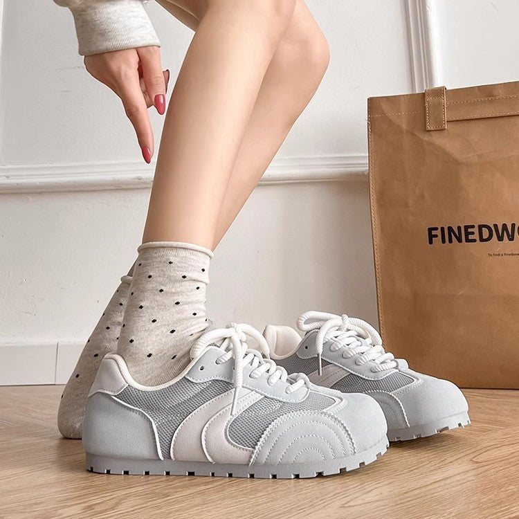 Niche styleretro round toe german training shoes for women 2026new arrivalspringcasualeasiest for match breathable thin bottom sports flats sneakers