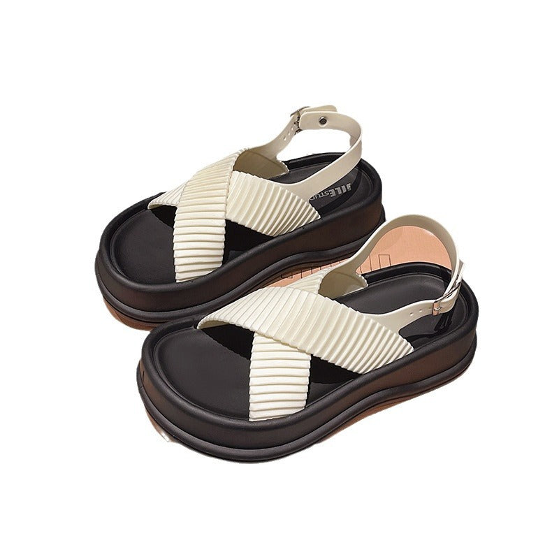 Thick sole sandals for women 2024 summer new arrival fairy style sandals slipperoutwearcasual roman beach sandals