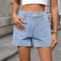 Fashion cross-border foreign trade summer new  independent station washed front pocket mid-waist curve denim shorts for women