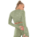 In stock! new european and american style sexy fitness wear for women, tight-fitting, quick-drying, washed athletic running long-sleeve top, yoga outfit