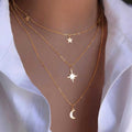Stackable necklace heart pendant clavicle chain personalized star moon necklace multi-layer design everyday casual necklace for women