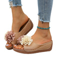 Wholesale plus-size floral wedge sandals for :  summer thick-soled european and american platform slides for women
