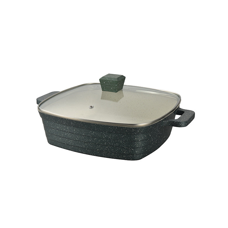Personalized oem square for home non-stick pot soup pot die-cast aluminum pot high and deep ten-piece kitchen pot set stew pot