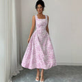 European and american cross-border  bohemian beach vacation floral print backless bow sleeveless mini dress