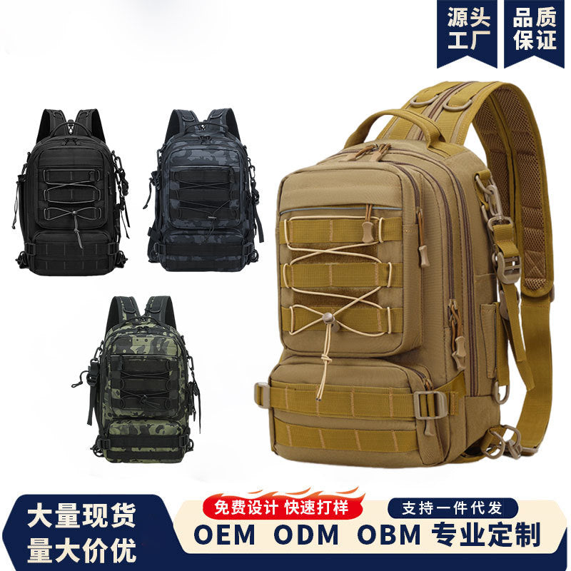 Cross-border outdoor mountaineering bag large-capacity sports backpack trendy camouflage multi-compartment fishing bag casual messenger bag men