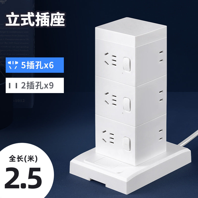 Smart tower power strip with night light, multi-port usb, and long cord – home power strip with multiple outlets
