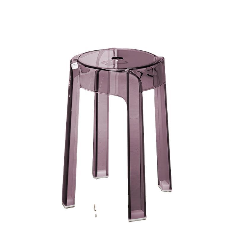 Minimalist chic stool - commercial grade, thickened, stackable, transparent round stool chair - acrylic chair, plastic stool for home use