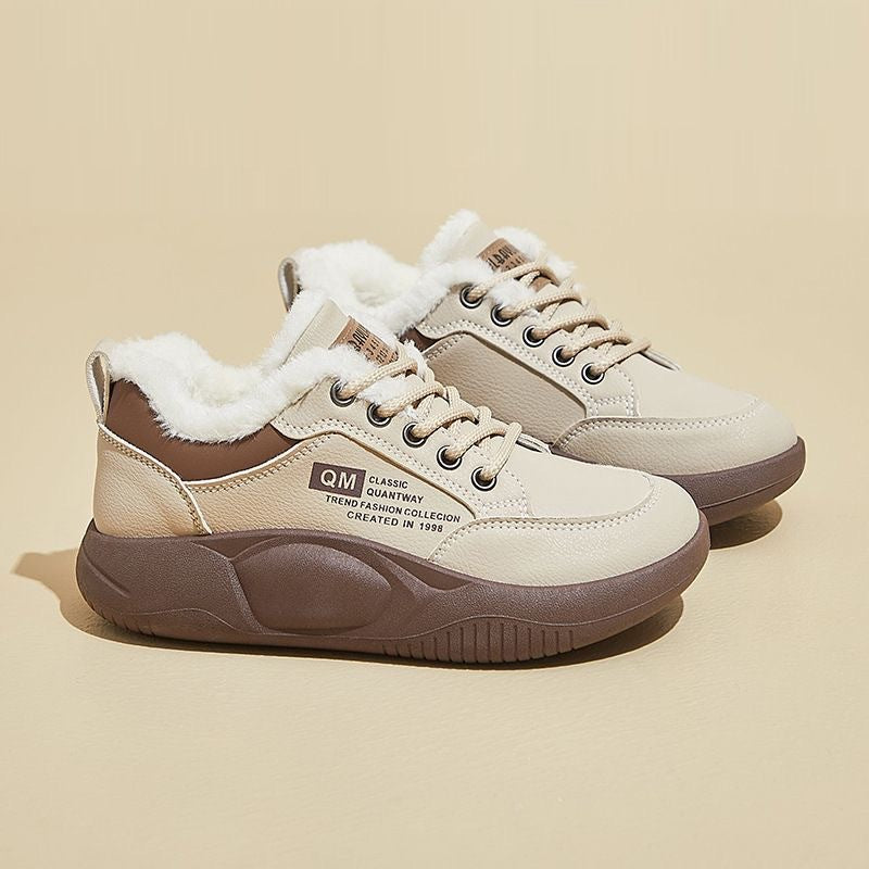 Women's winter 2025 collection: new trendy winter shoes - fleece-lined, extra thick cotton boots, cold-weather warmth, casual chunky sole ankle boots