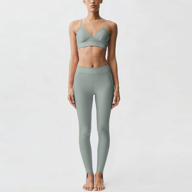 new arrival yoga clothes high waist hip lift tummy control slimming look sling beautiful back running sports intimates bra suit for women