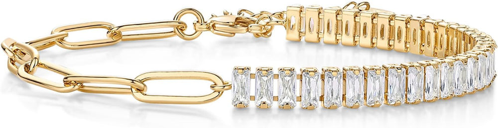 European and american popular paper clip splicing rectangular zircon bracelet for women cross-border e-commerce popular crystal birthstone bracelet