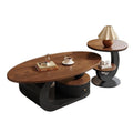 Second-hand style accessible luxury walnut color coffee table living room for home oval coffee table casual modern combination new arrival small coffee table