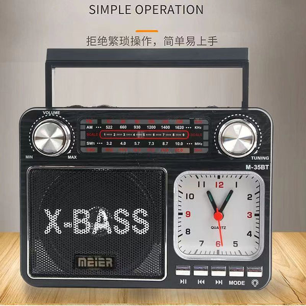 Portable Bluetooth Radio with Light and Clock Foreign Trade New Manual Tuning Support TF SD Card