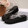 2025 summer new arrival: korean style fashion wedge heel flip-flops - plus size women's beach sandals, ready to ship (african export)