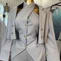 European and american cross-border women's fashion  summer new striped jacket halter vest wide-leg pants set