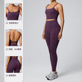 high waistflap pocket pants sportswear two-piece set women's high elastic shaping quick-drying fitness clothes running yoga clothes suit