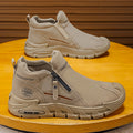 2025 spring new trendy men's anti-slip workwear versatile high-top zip-on slip-on chunky sole casual shoes