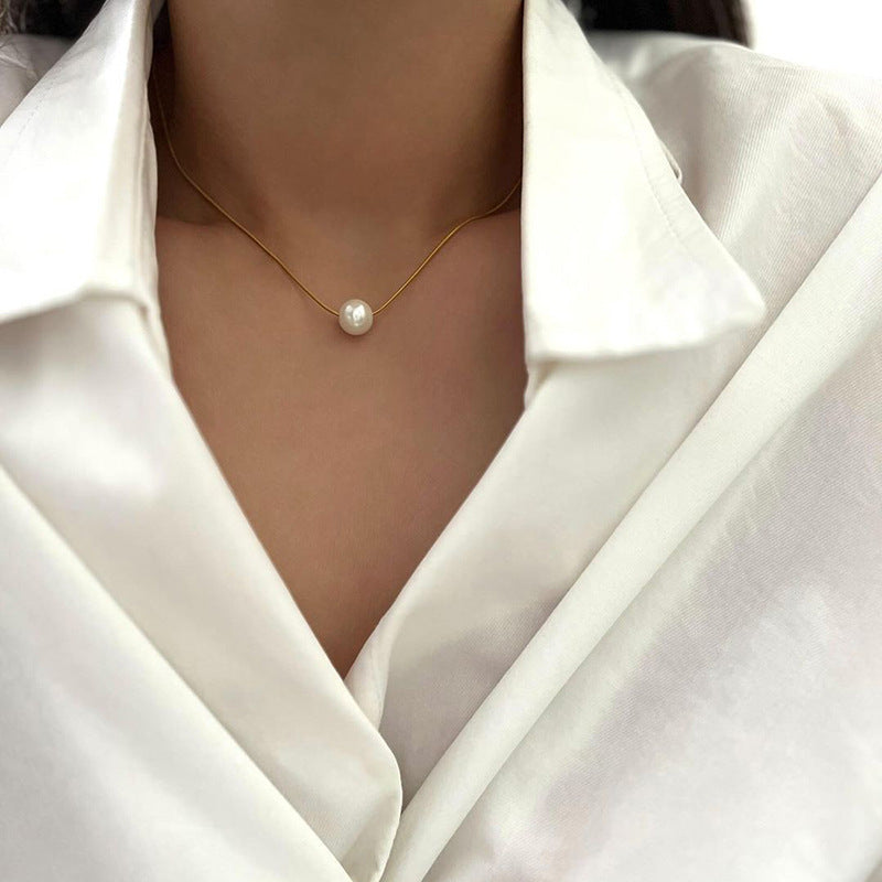 Pearl necklace wholesale - european & american cross-border jewelry - women's high-end, minimalist, versatile, niche design pendant - light luxury necklace