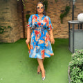 african plus size women's v neckdress   export printinghigh waist a-line skirt in stock