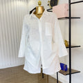 European and american cross-border women's fashion:  summer new collection - stylish lapel, three-quarter sleeve, beaded blouse and wide-leg shorts set