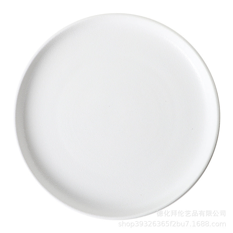 Ceramic matte white western dinner plate, matte steak plate, wear-resistant pasta plate, gold-rimmed matte dinner plate - wholesale from manufacturer