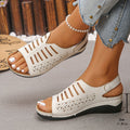 plus size wedge sandals women's summernew arrivalfashion style cut out lightweight velcro thick sole sandals wholesale