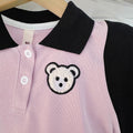 Girls' summer dress  new style: chic and sweet polo collar pleated skirt, preppy style for little girls