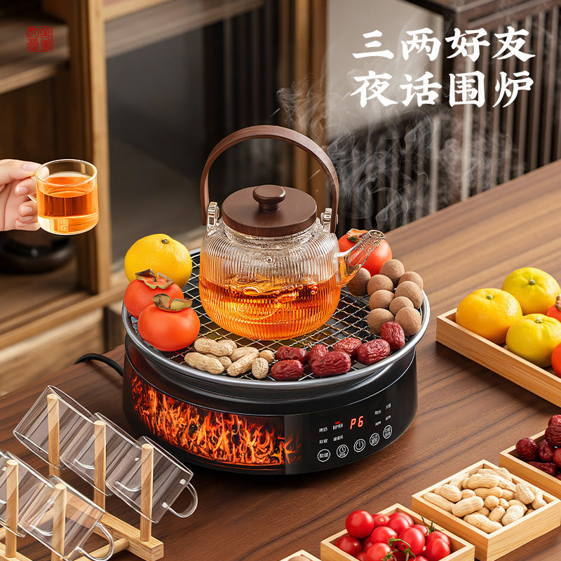 Full screen imitation charcoal electric ceramic stove tea making set glass teapot health tea stove indoor tea making equipment