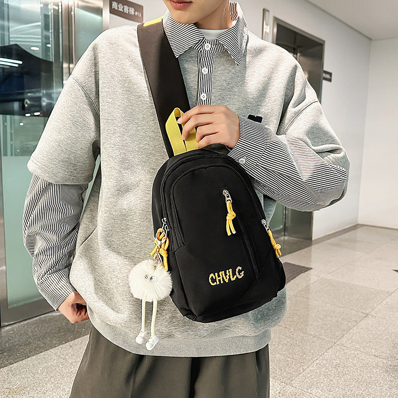 Cross-border 2025 new men's and women's outdoor fashion breast bag large capacity lightweight shoulder bag Oxford cloth casual messenger bag