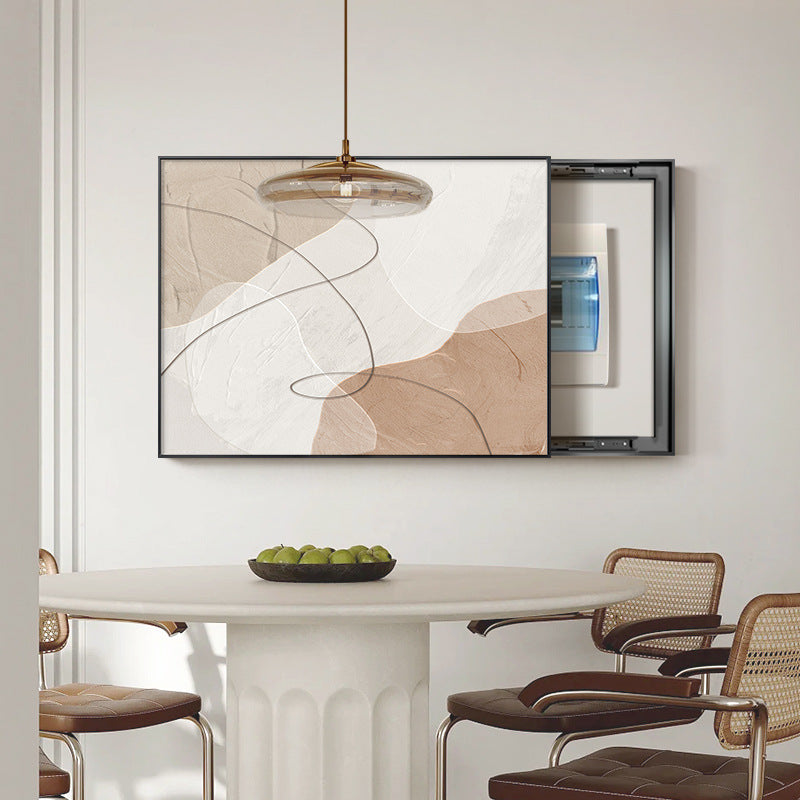 Cream wind meter box decorative painting Morandi mural minimalist abstract art high sense blocking distribution box hanging painting