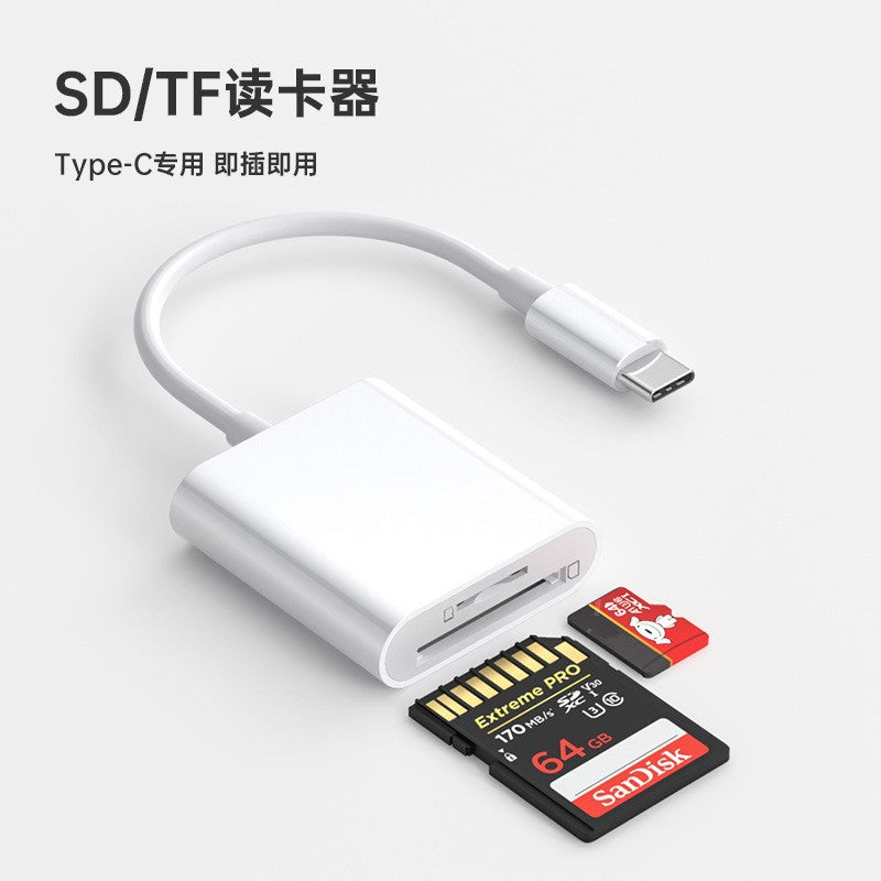 Sd+tf card reader for phones, computers, tablets, dslr cameras - usb dual port 3-in-1 adapter