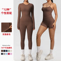 New arrival: european and american style solid color double-sided brushed breathable compression yoga set - 8 piece activewear set for running and fitness