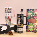 Cartoon labubu stanley 40oz ice tumbler 304 stainless steel insulated mug - large capacity portable travel cup