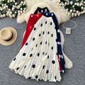 Light mature style retro polka dot pleated classy skirt women's high waist a-line slimming look pleated drape long skirt work clothing