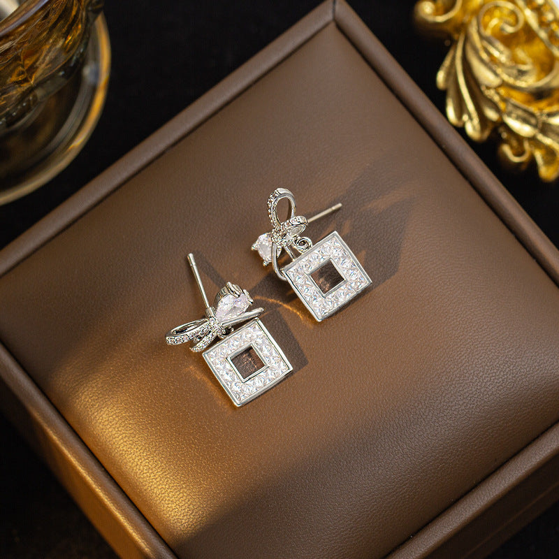 [set] cross-border fashion elegant light luxury full zirconium sweater chain exquisite copper micro-embedded earrings necklace jewelry combination