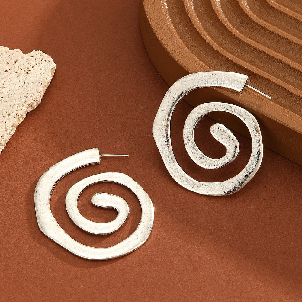 Bohemian irregular earrings wholesale cross-border new retro exaggerated jewelry high-end design spiral earrings