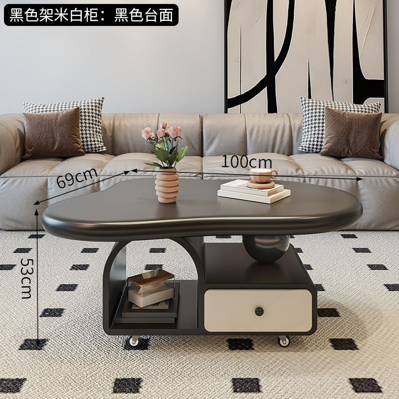 Cream cloud coffee table small apartment living room for home movable cart modern light luxury classy storage tea table