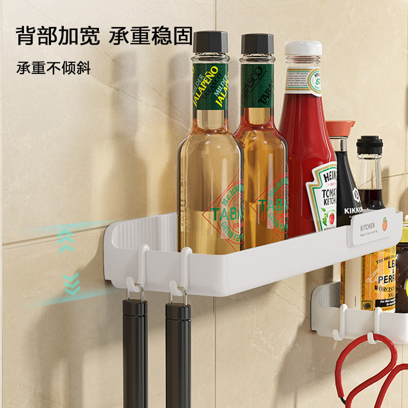Japanese-style wall-mounted kitchen organizer rack - no drilling required - multi-purpose storage for spices and condiments