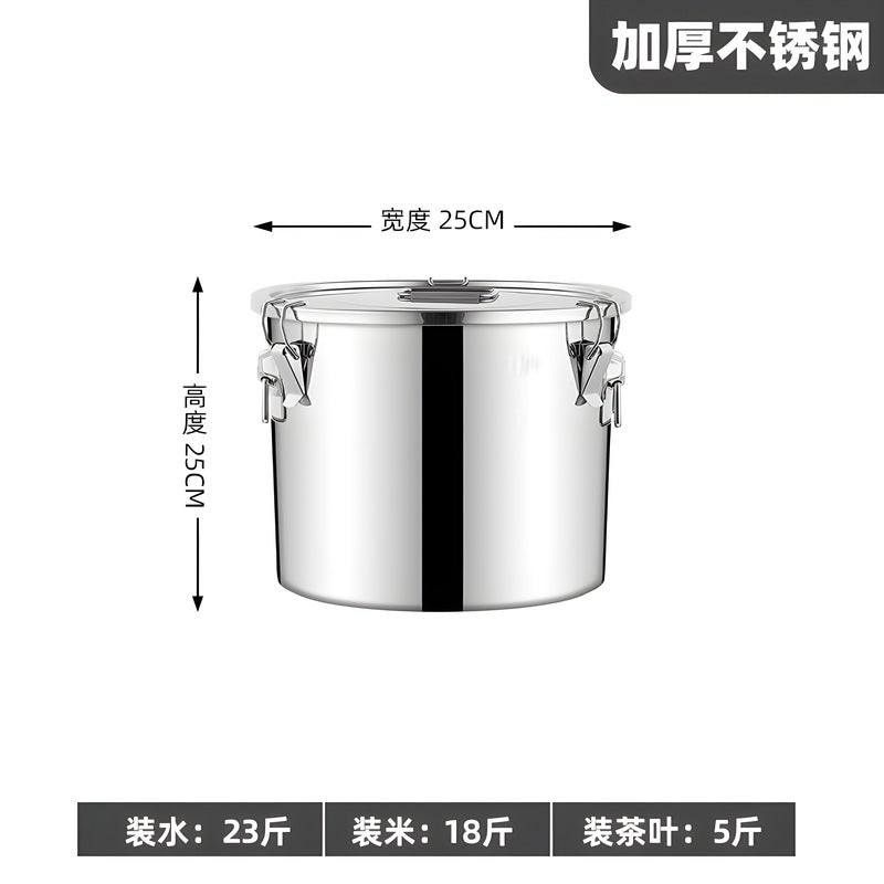 Extra thick sealed barrel 201 stainless steel rice barrel insect-proof and moisture-proof rice barrel for home rice storage barrel soup barrel flour barrel oil tank