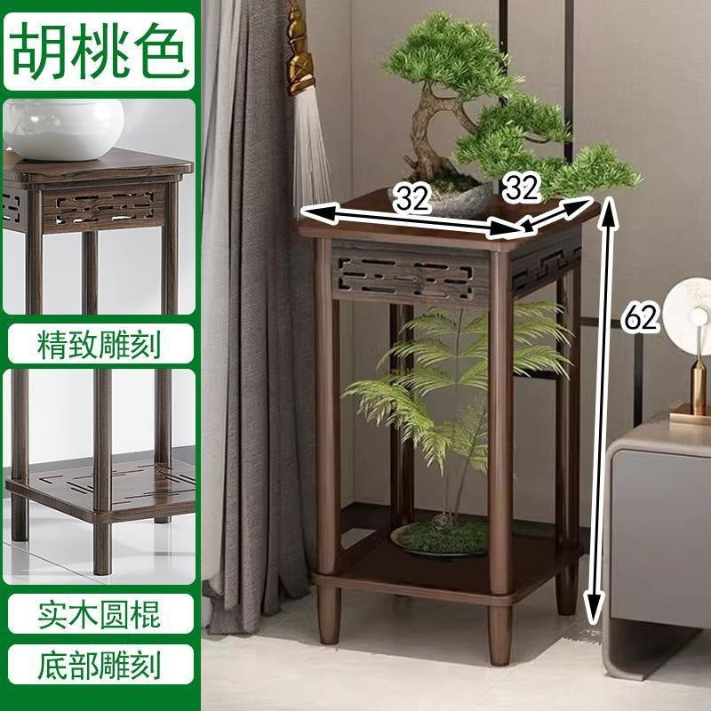 Pothos solid wood flower stand living room bedroom coffee table for homemovable small table sofa side table side cabinet extremely narrow coffee table stand